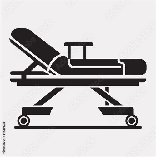 medical bed vector silhouette illustration