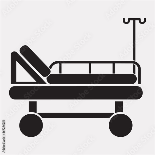 medical bed vector silhouette illustration