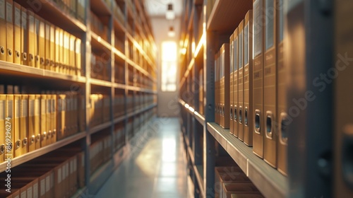 Wallpaper Mural Rows of organized file folders in a brightly lit archive room. Torontodigital.ca