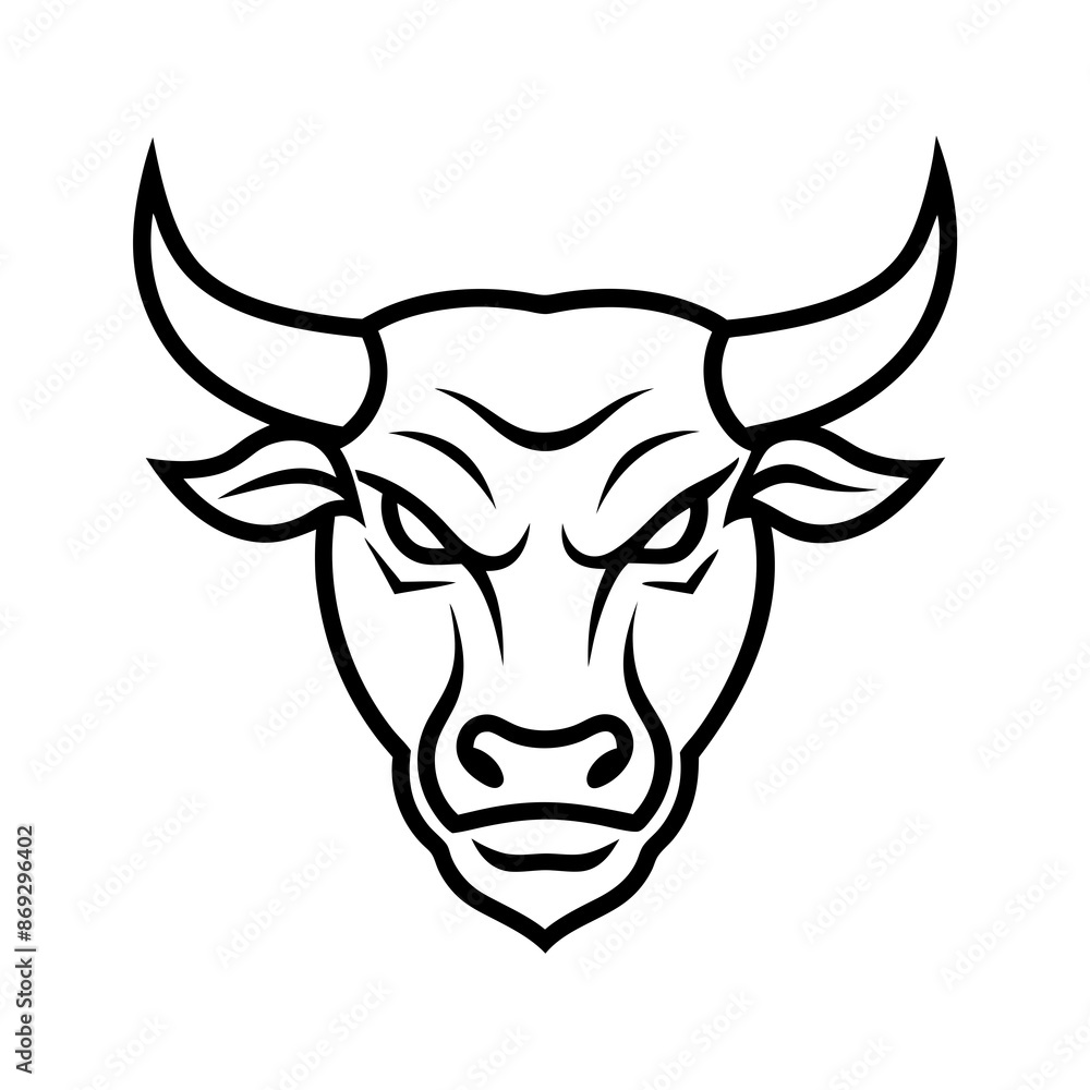 Line art of angry Bull face vector illustration Line art of angry Bull face vector illustration