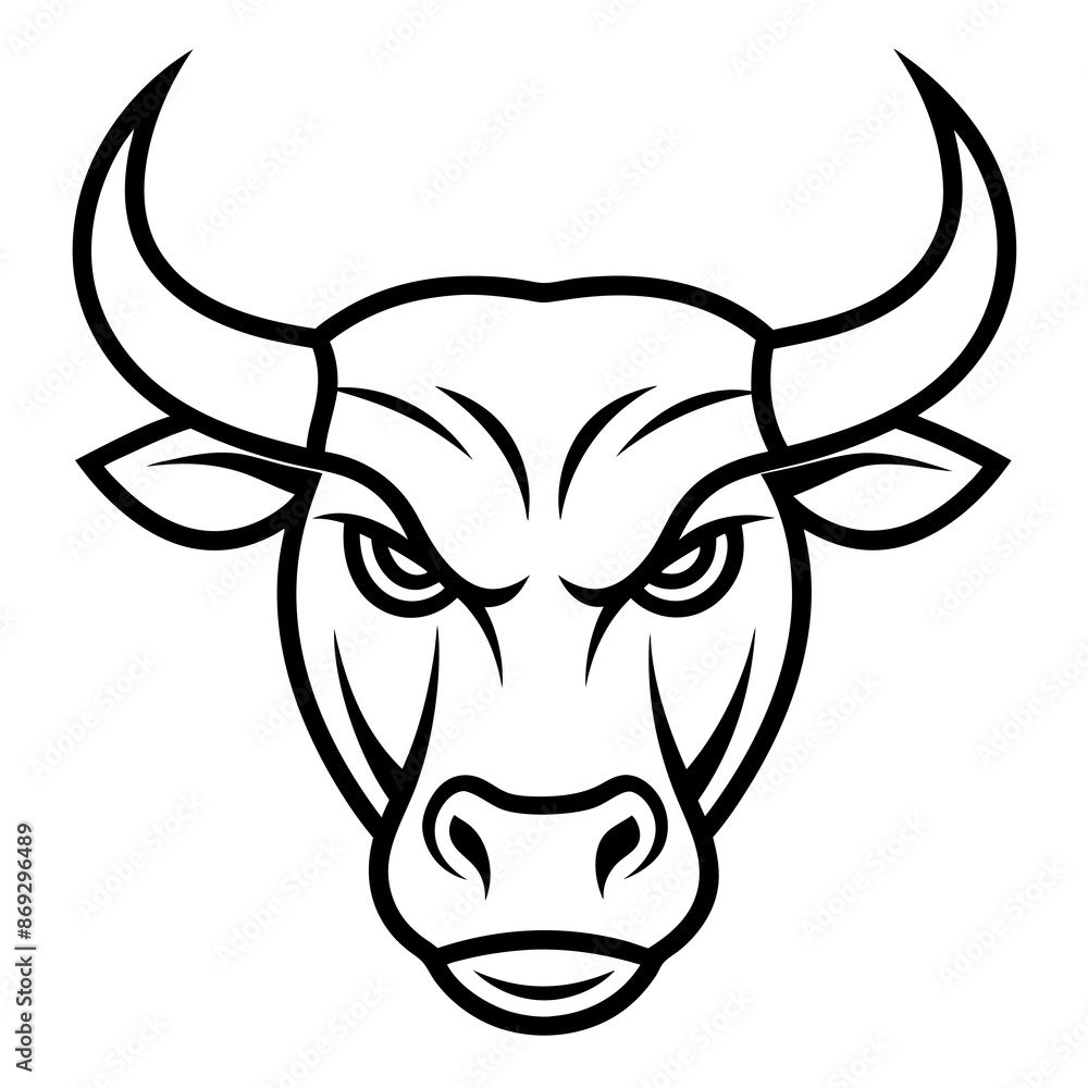 Line art of angry Bull face vector illustration Line art of angry Bull face vector illustration