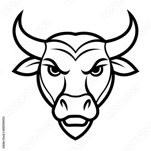 Line art of angry Bull face vector illustration 