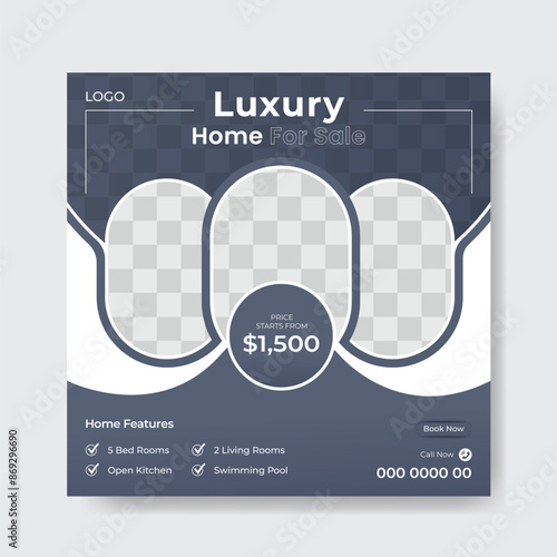Set of Real estate social media post template design. Usable for social media, website, sign, and editable banner template.  