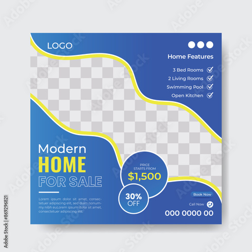 Set of Real estate social media post template design. Usable for social media, website, sign, and editable banner template.  
