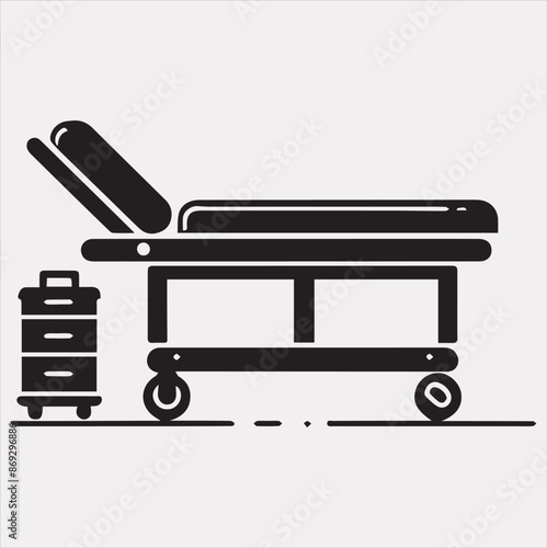 medical bed vector silhouette illustration