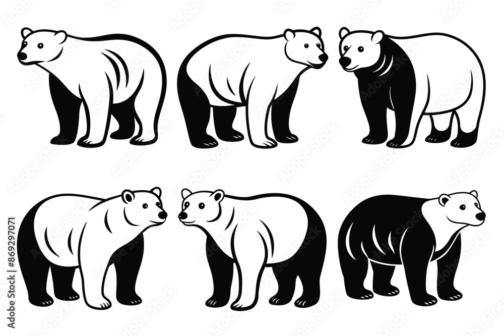 Fototapeta premium Polar bear silhouette vector art illustration