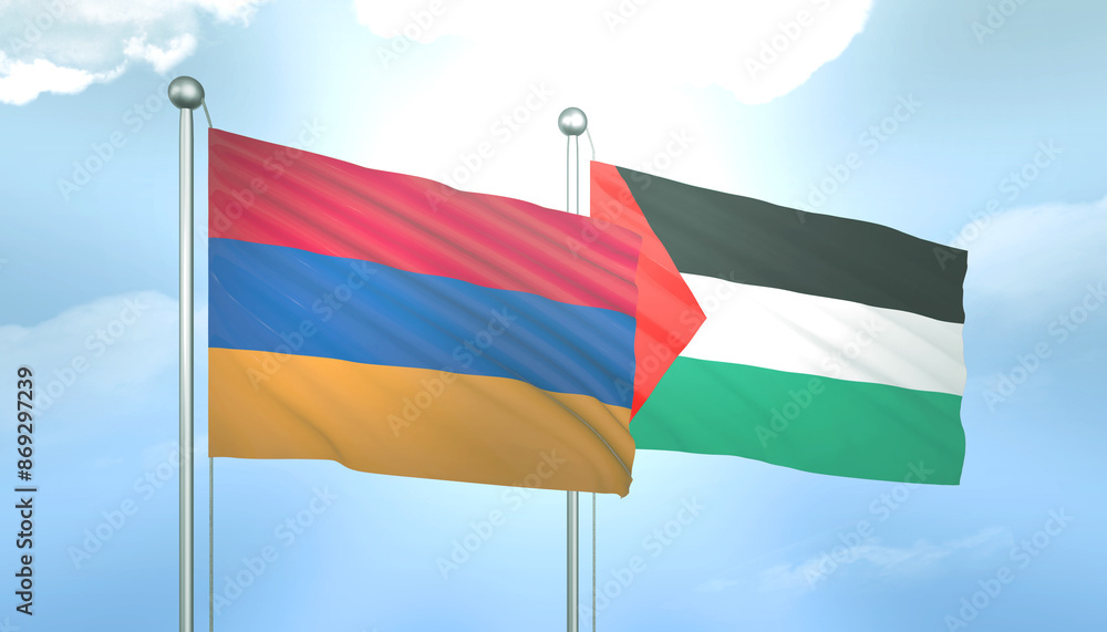 Palestine and Armenia Flag Together A Concept of Relations Palestine and Armenia Flag Together A Concept of Relations