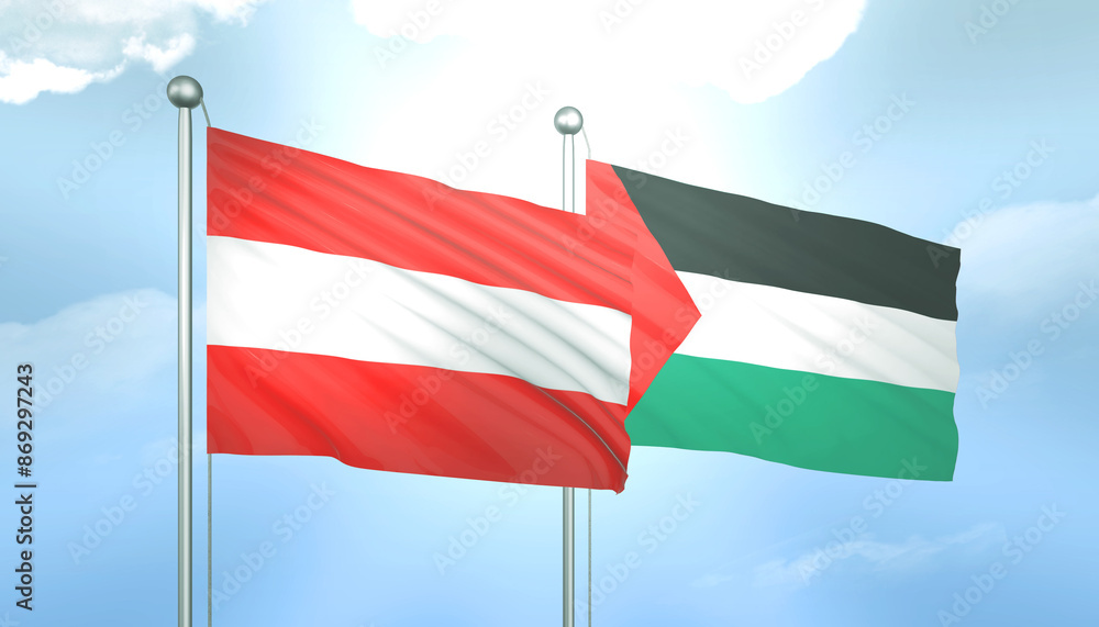 Palestine and Austria Flag Together A Concept of Relations Palestine and Austria Flag Together A Concept of Relations