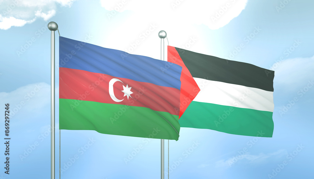 Palestine and Azerbaijan Flag Together A Concept of Relations Palestine and Azerbaijan Flag Together A Concept of Relations