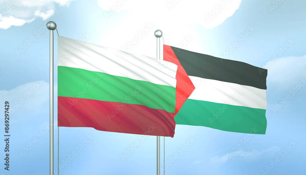 Palestine and Bulgaria Flag Together A Concept of Relations Palestine and Bulgaria Flag Together A Concept of Relations
