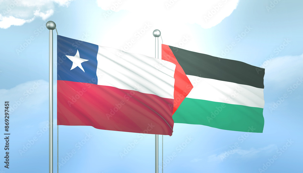 Palestine and Chile Flag Together A Concept of Relations Palestine and Chile Flag Together A Concept of Relations