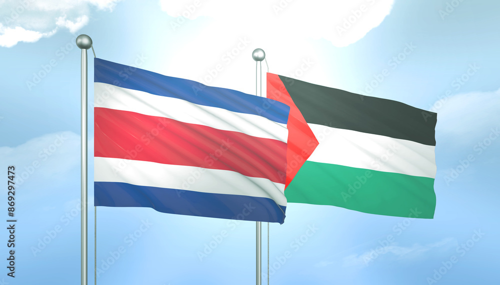 Palestine and Costa Rica Flag Together A Concept of Relations Palestine and Costa Rica Flag Together A Concept of Relations