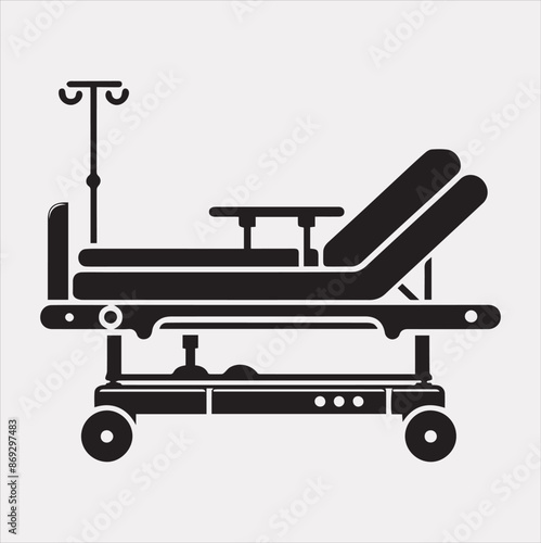 medical bed vector silhouette illustration