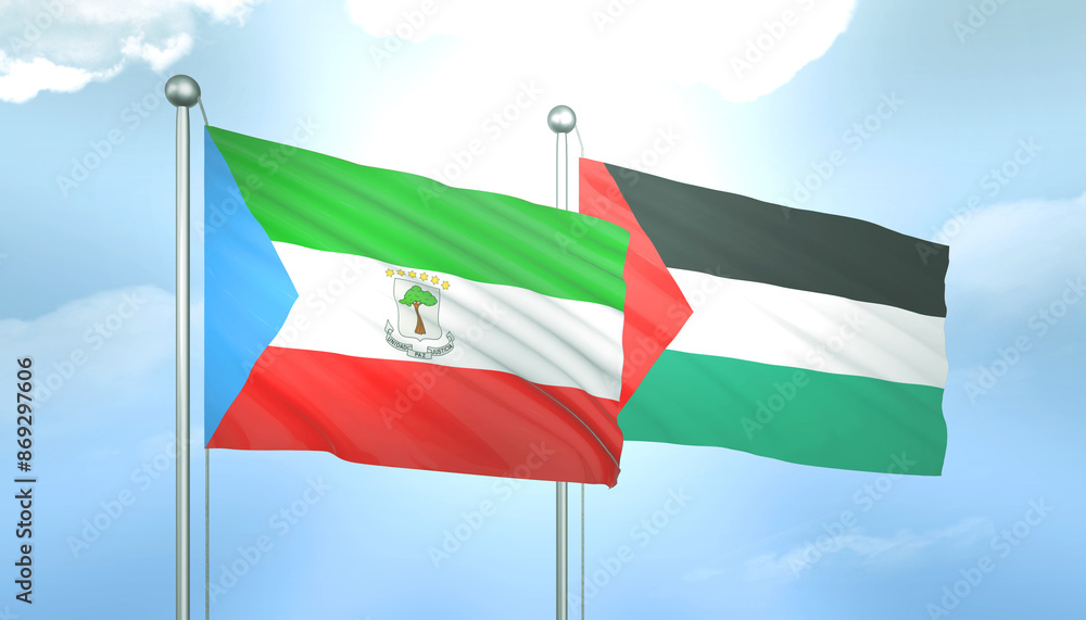 Palestine and Equatorial Guinea Flag Together A Concept of Relations Palestine and Equatorial Guinea Flag Together A Concept of Relations