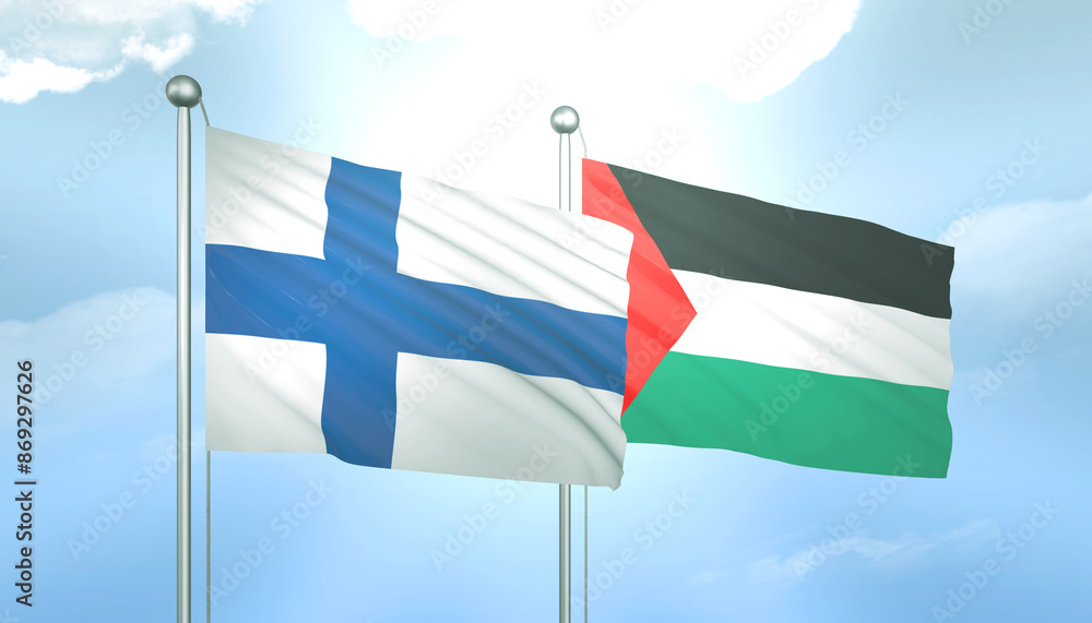 Palestine and Finland Flag Together A Concept of Relations Palestine and Finland Flag Together A Concept of Relations