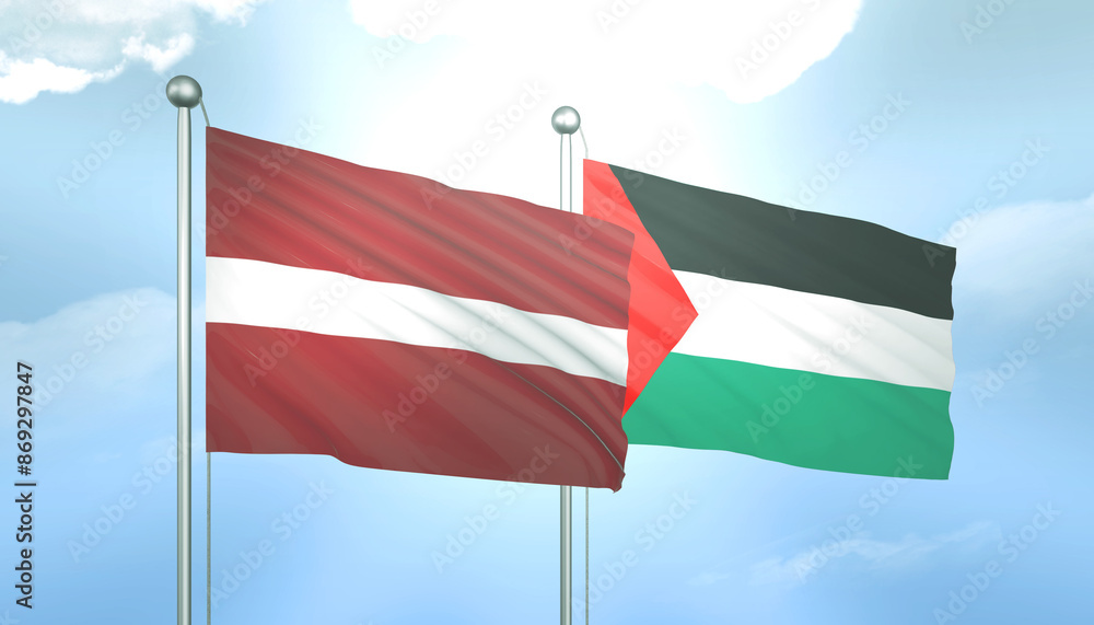 Palestine and Latvia Flag Together A Concept of Relations Palestine and Latvia Flag Together A Concept of Relations