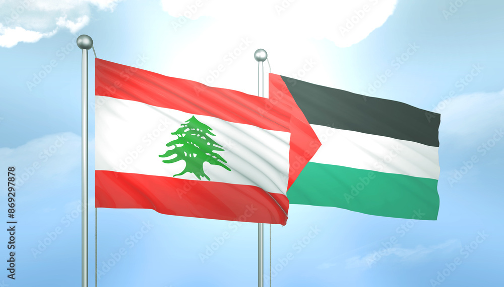 Palestine and Lebanon Flag Together A Concept of Relations Palestine and Lebanon Flag Together A Concept of Relations
