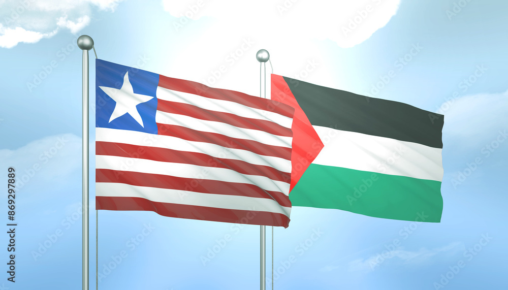 Palestine and Liberia Flag Together A Concept of Relations Palestine and Liberia Flag Together A Concept of Relations