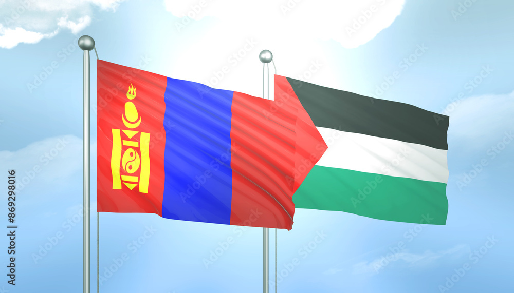 Palestine and Mongolia Flag Together A Concept of Relations Palestine and Mongolia Flag Together A Concept of Relations