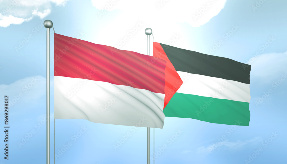 Palestine and Monaco Flag Together A Concept of Relations Palestine and Monaco Flag Together A Concept of Relations