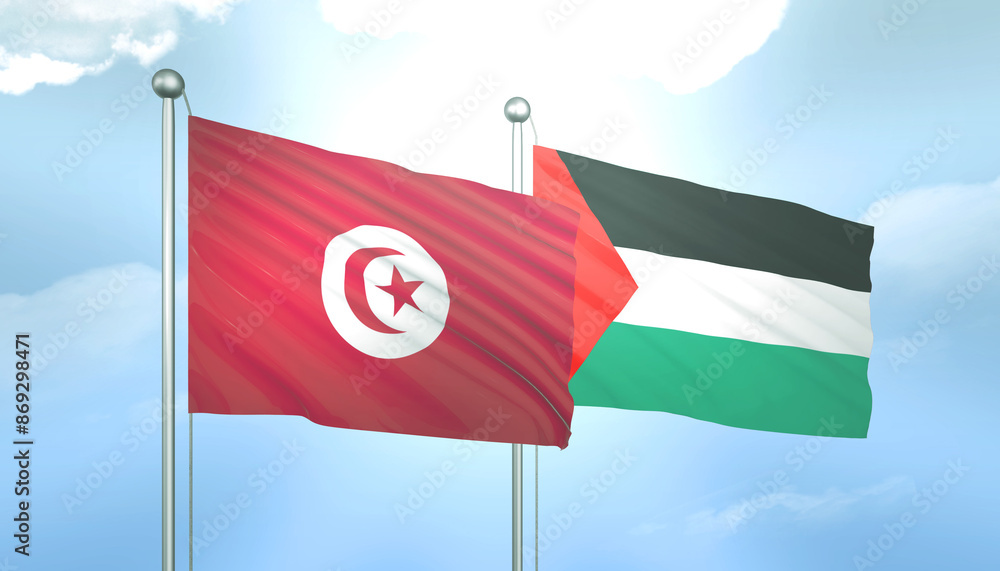 Palestine and Tunisia Flag Together A Concept of Relations Palestine and Tunisia Flag Together A Concept of Relations
