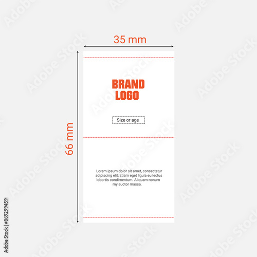 Garment Care label design vector illustration template with measurements details. Use for design all type of clothing 