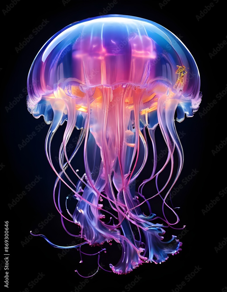 A purple jellyfish with a purple and pink jellyfish on the bottom A purple jellyfish with a purple and pink jellyfish on the bottom