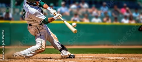 Baseball Player Swinging Bat During Game