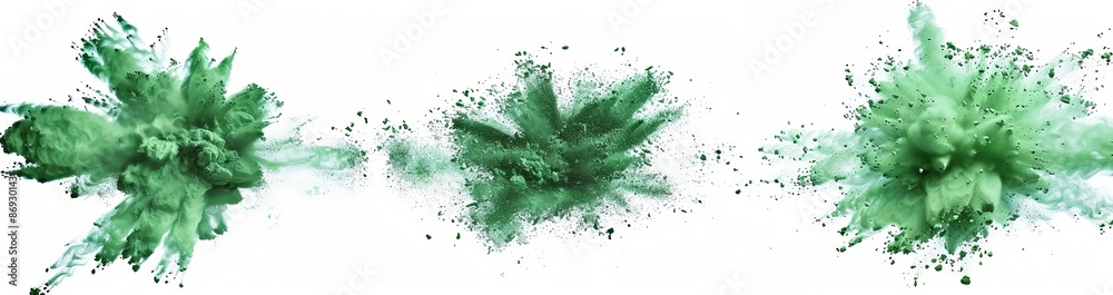 Colorful celebration festive green splash explosion collection. Colorful celebration festive green splash explosion collection.