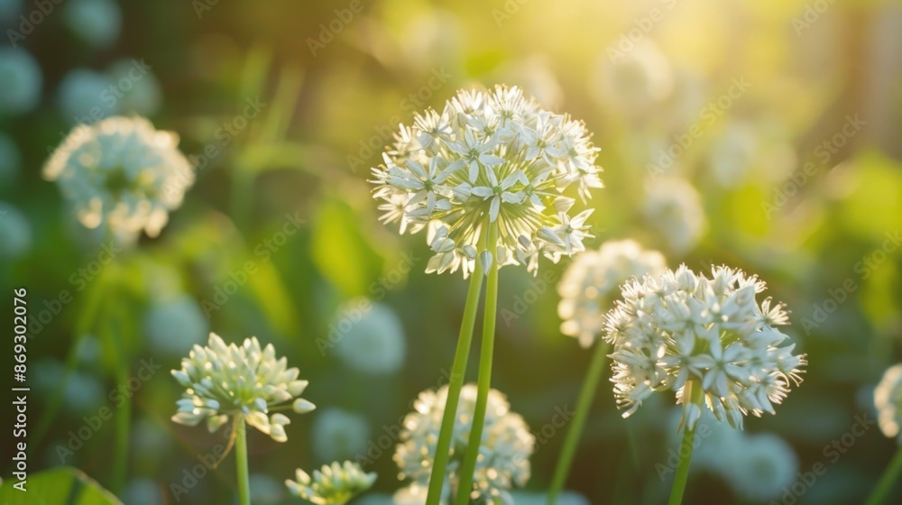 A picturesque scene of a field filled with white flowers A picturesque scene of a field filled with white flowers