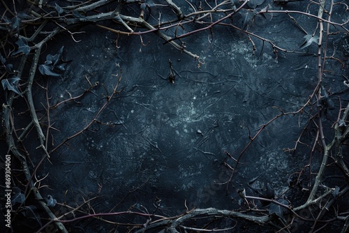 Wallpaper Mural A dark background filled with entwined vines and lush green leaves Torontodigital.ca