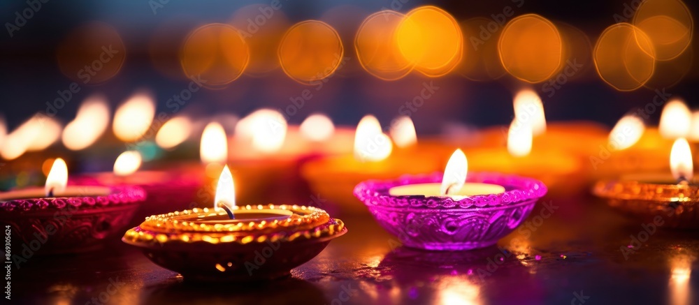 Diwali Lights: Candles in a Festive Setting Diwali Lights: Candles in a Festive Setting