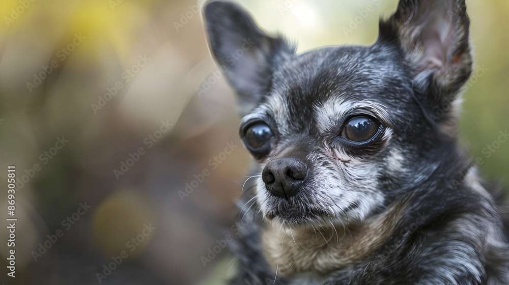 portrait of a cute black and white chihuahua,
A closeup of adorable Chihuahua resting outdoors, black dog with grey highlights on the face, ears, and top of the head. with wiry fur, poster
portrait of a cute black and white chihuahua,
A closeup of adorable Chihuahua resting outdoors, black dog with grey highlights on the face, ears, and top of the head. with wiry fur, poster
