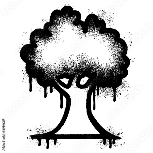 Spray Painted Graffiti tree icon Sprayed isolated with a white background. photo