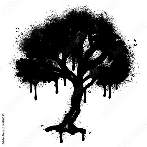 Spray Painted Graffiti tree icon Sprayed isolated with a white background.
