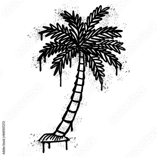 Spray Graffiti Coconut Palm Trees icon sprayed isolated with a white background.