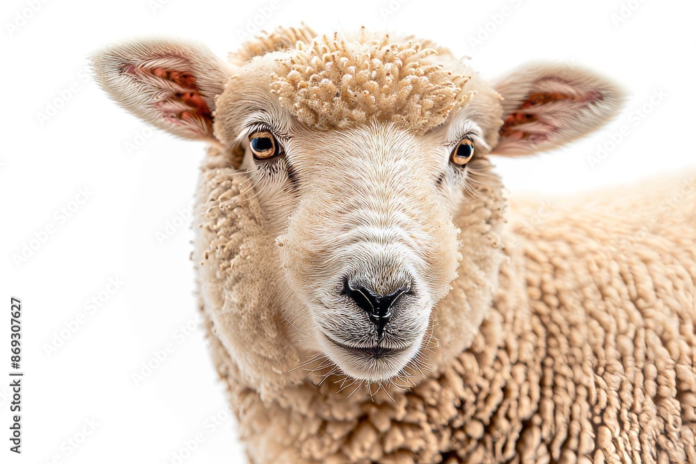 White fluffy sheep farm portrait looking at camera on clear png background. Funny moment. Concept of farmland animals with generative AI. White fluffy sheep farm portrait looking at camera on clear png background. Funny moment. Concept of farmland animals with generative AI.