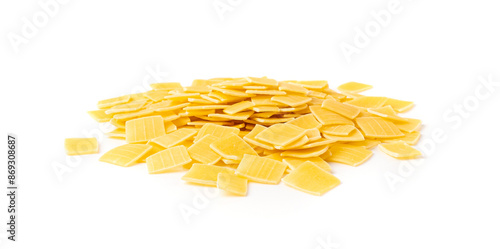 Small Square Pasta, Quadrucci Raw Pasta, Flat Dry Macaroni, Mediterranean Cuisine, Soup Ingredient photo