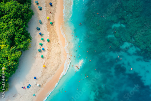 aerial view of the beach and blue sky