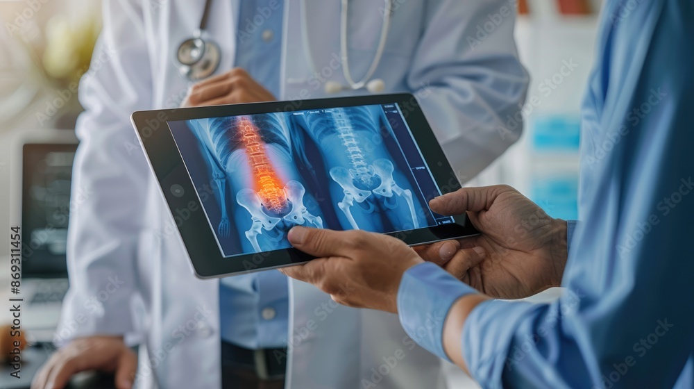 Doctor Showing X-Ray Image on Tablet Doctor Showing X-Ray Image on Tablet