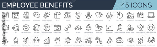Set of 45 outline icons related to politics. Linear icon collection. Editable stroke. Vector illustration