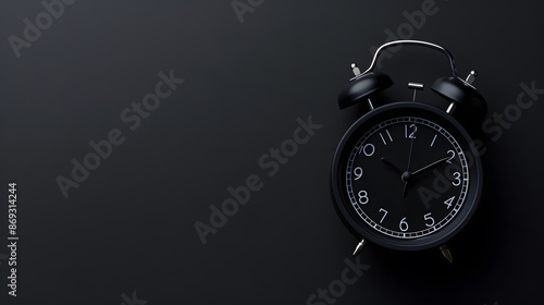 Wallpaper Mural Black Friday shopping concept. Top view photo of black alarm clock on isolated black background with copy space design Torontodigital.ca
