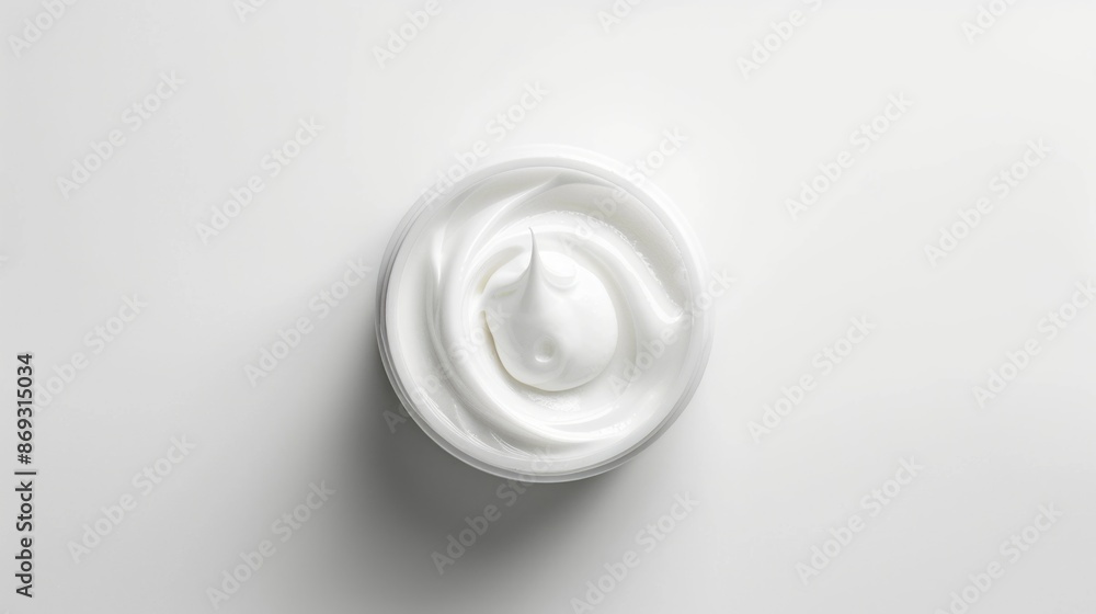 A bowl filled with fluffy whipped cream on a white background, ideal for food or dessert photography A bowl filled with fluffy whipped cream on a white background, ideal for food or dessert photography