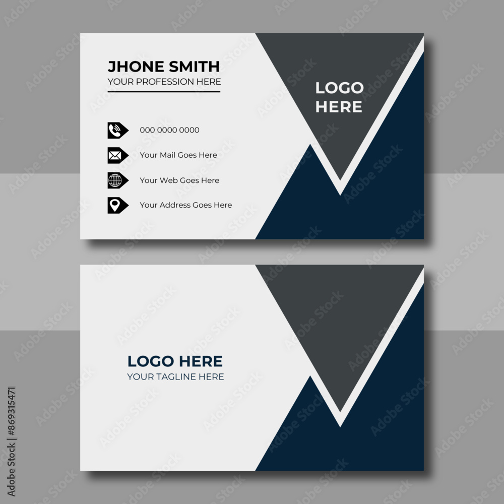 Fototapeta premium Business card template. Double sided business card design for business and personal use. Vector illustration, print ready 
