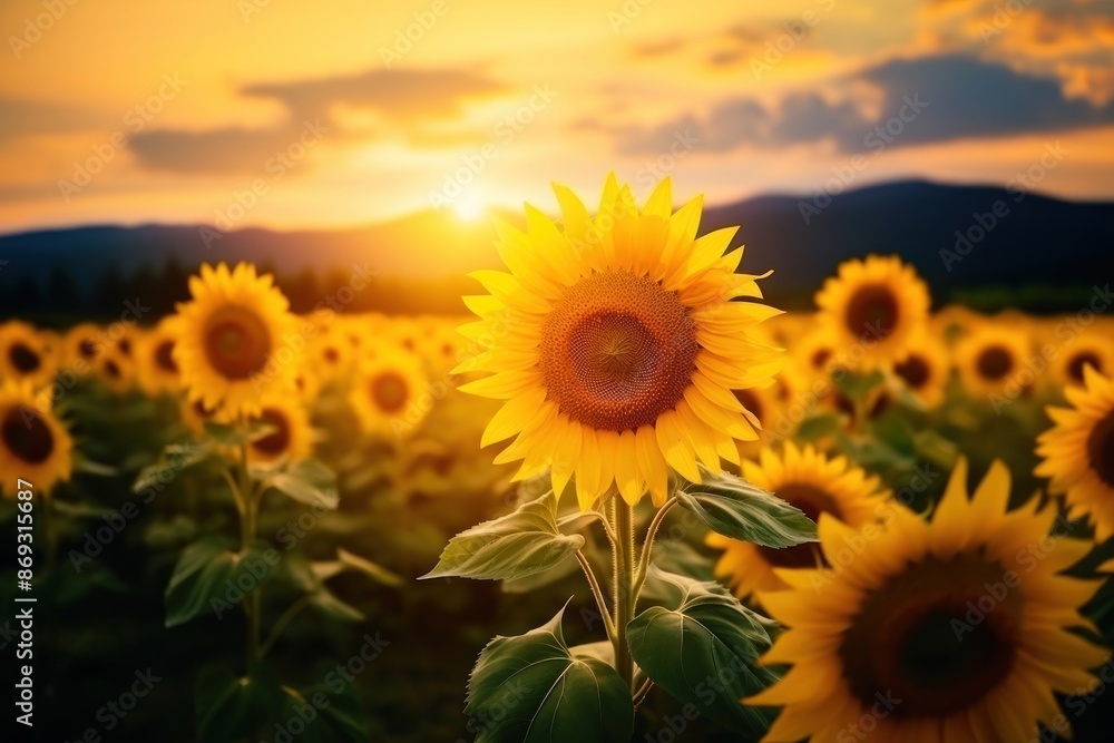 Fototapeta premium Sunflower sunflower landscape field.