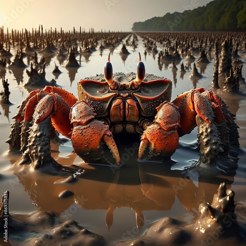 Mudcrab A type of crab that lives in muddy or sandy habitats, ph photo