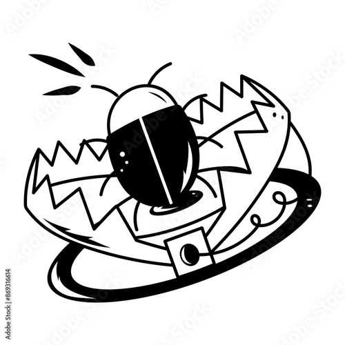 A glyph style icon of a trap