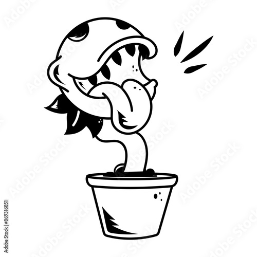 A monster plant icon designed in glyph style 
