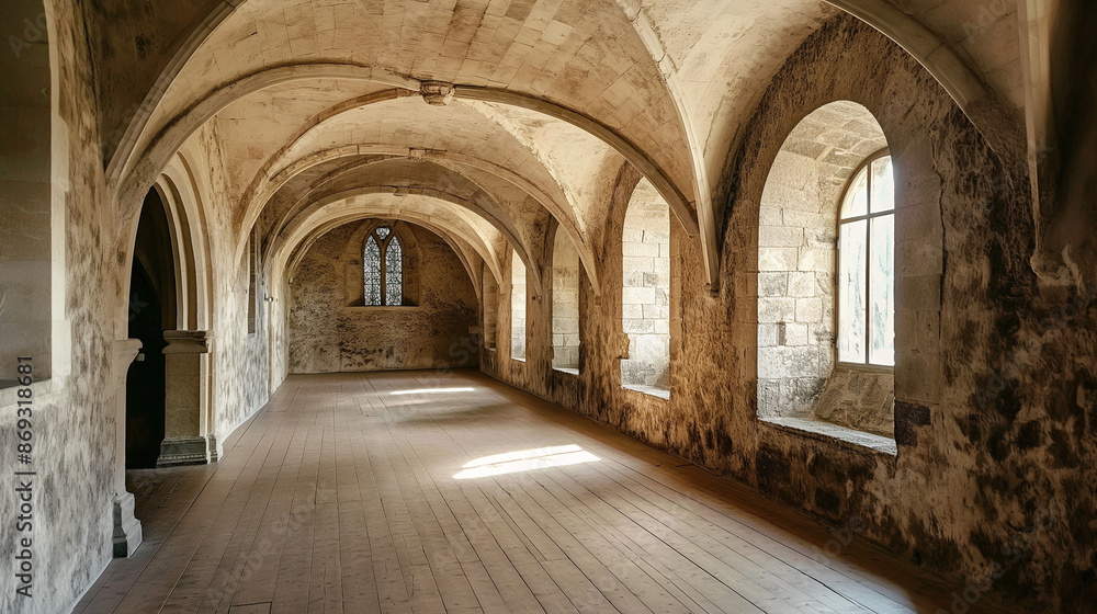 The interior of a medieval castle in Europe The interior of a medieval castle in Europe