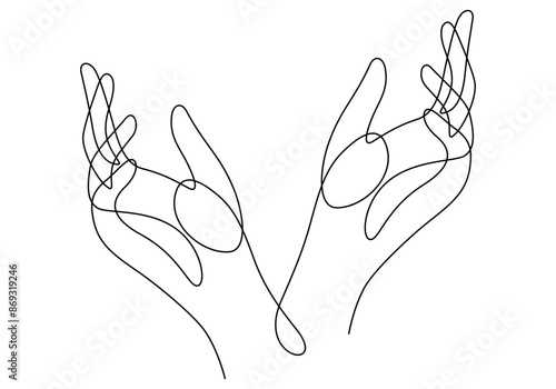 caring hands one line drawing continuous minimalist
